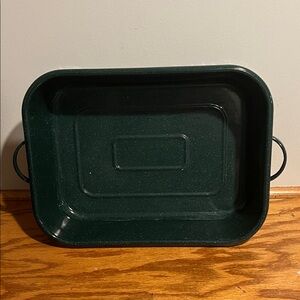 XL Enamel Roasting Pan - Green